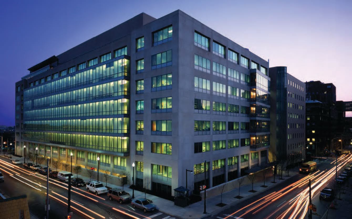 Exterior view of the Johns Hopkins Bloomberg School&#039;s Wolfe St building