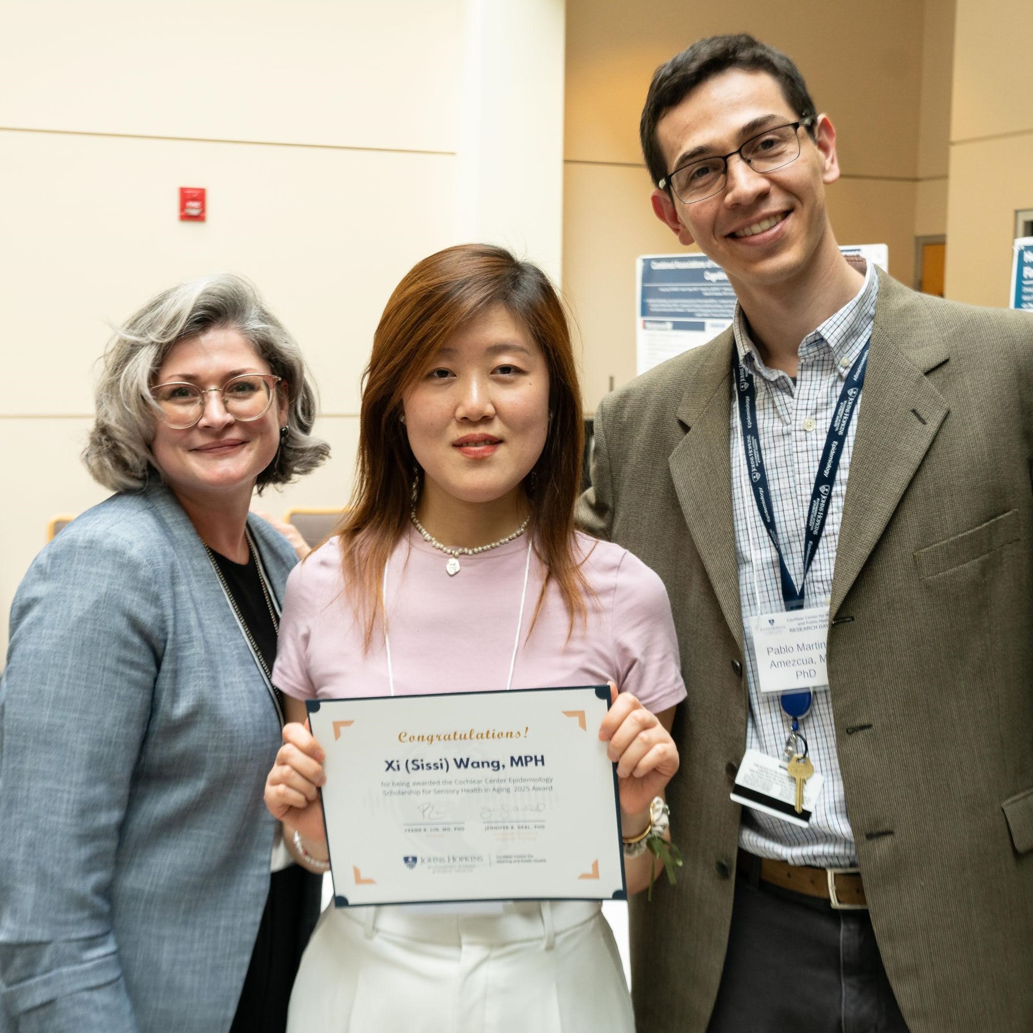Sissi Wang flanked by Jennifer Deal and Pablo Martinez Amezcua
