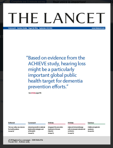 Cover of the Lancet featuring an excerpt from ACHIEVE