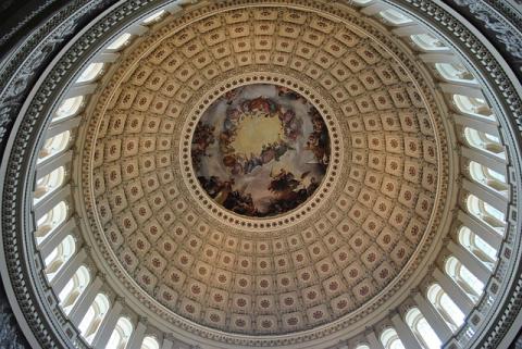 View looking up into the US Capitol Dome