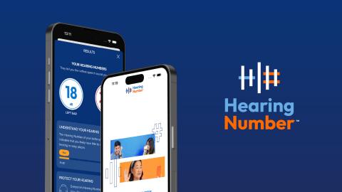 Decorative image of Hearing Number app on two phones 